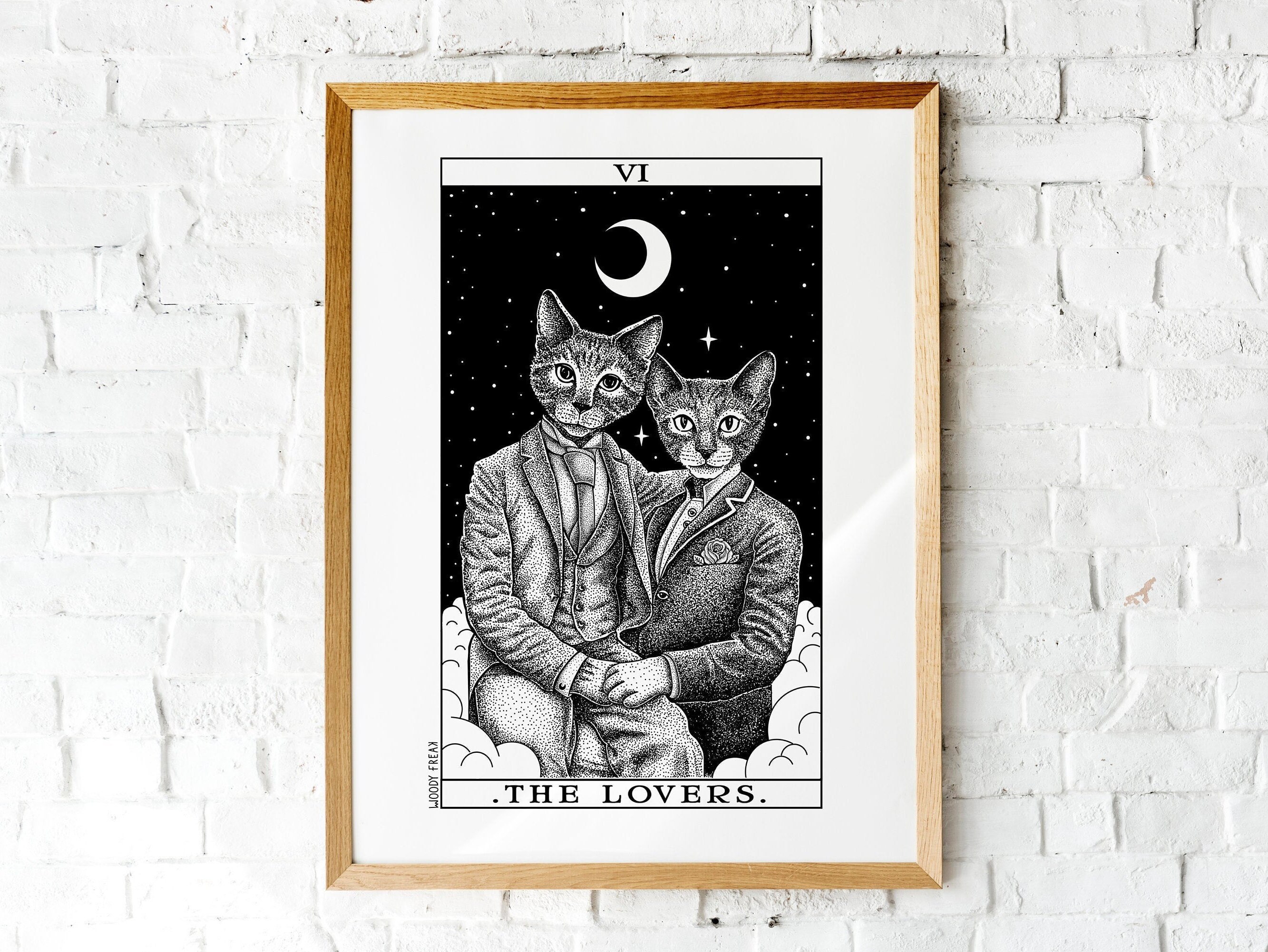 Dessin de Tarot Les Amoureux et Chats Gays