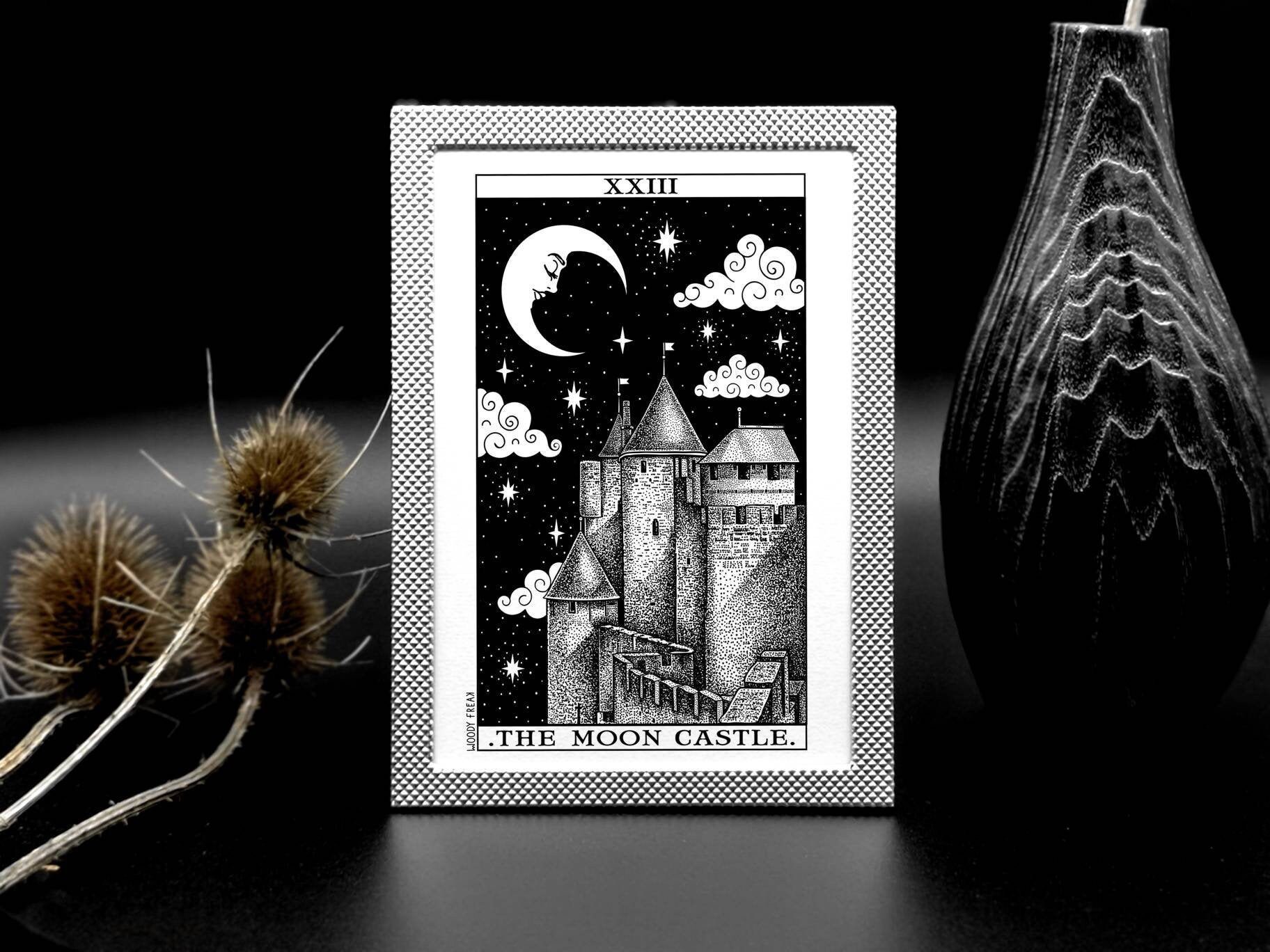 Illustration de Tarot Lune et Château Carcassonne Encadrées
