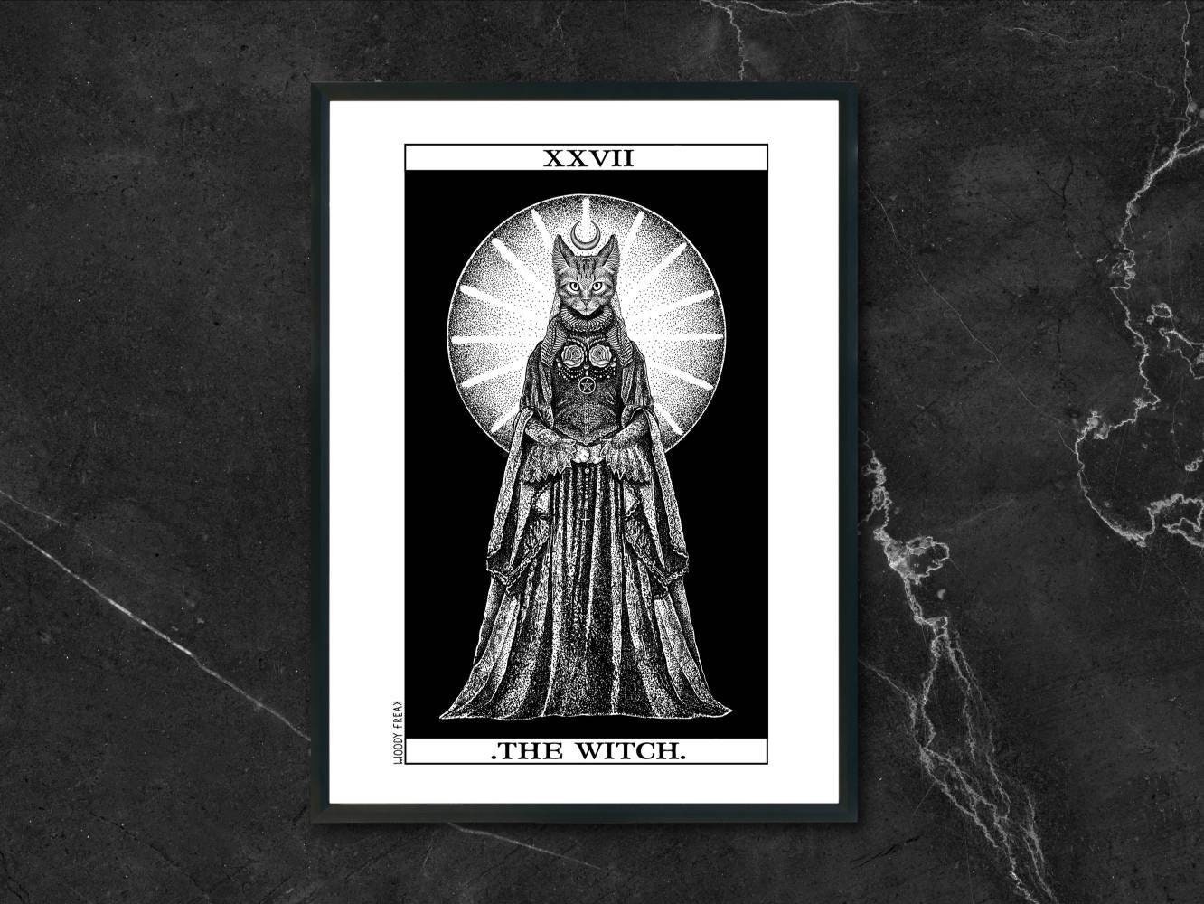 Affiche A3 de Chat Sorcière Dans Le Tarot