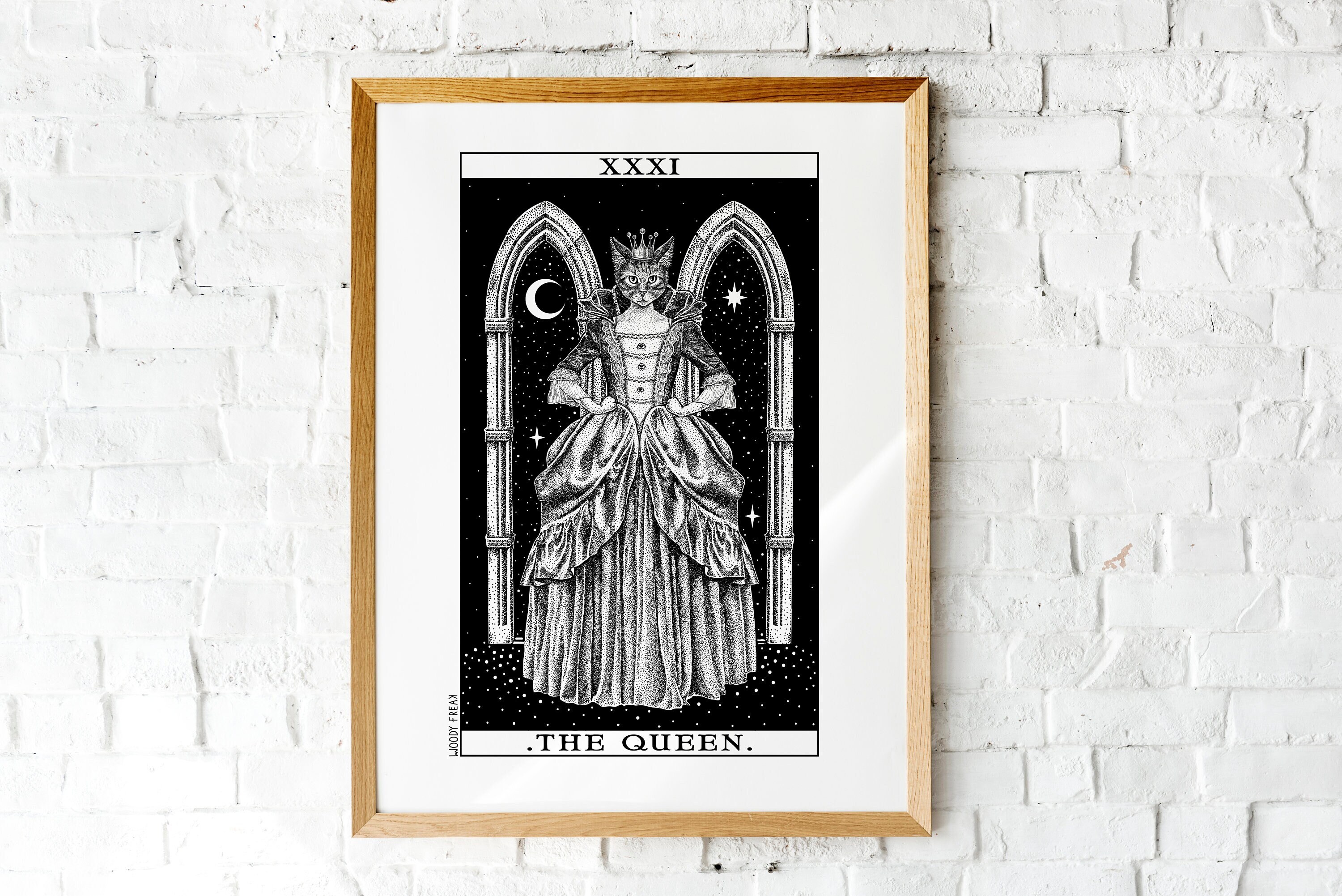 Illustration de Chat Reine Sorcière Dans Le Tarot