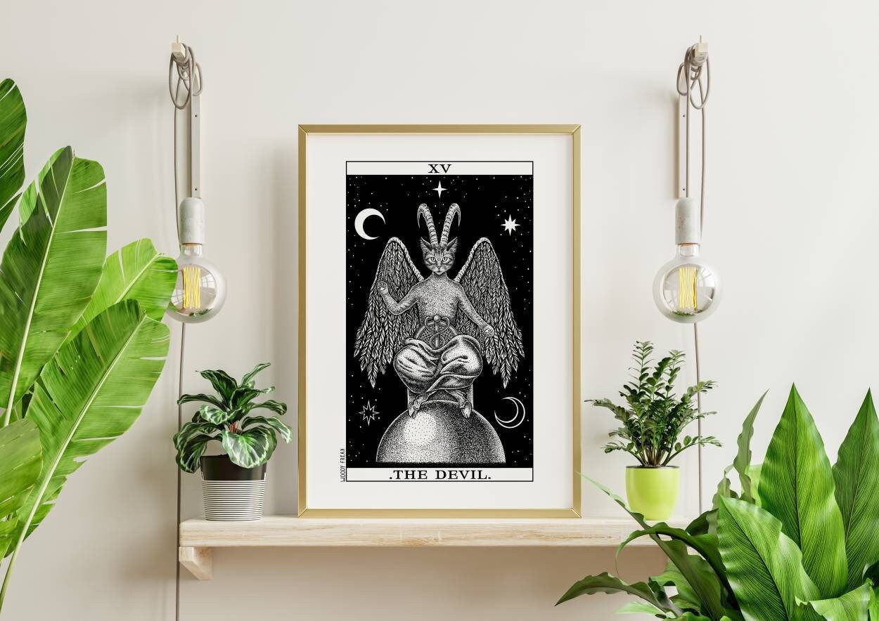 Affiche A3 de La Carte Tarot Diable Chat
