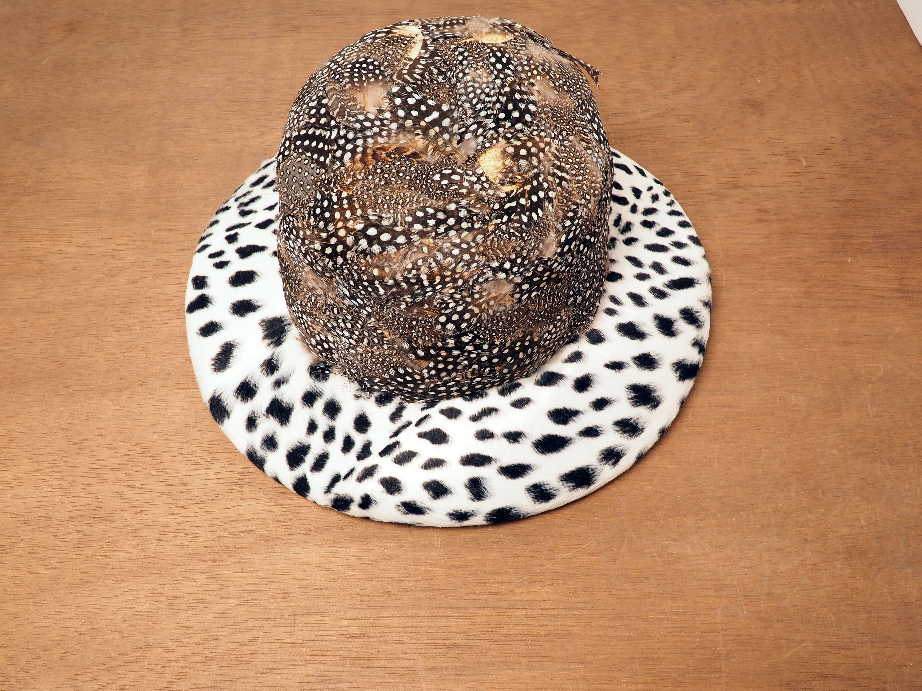 Mr. John classic new york Paris fancy feathers hat Vintage Black and White Feather and Fur Mr. John Hat Classic  main image 2