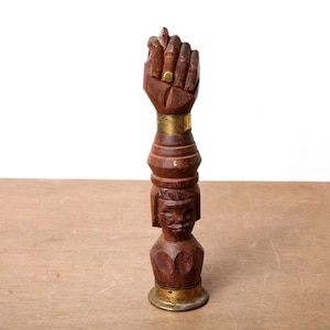 Vintage African Hand Carved Corkscrew and Bottle Opener. African Figurine, Barware