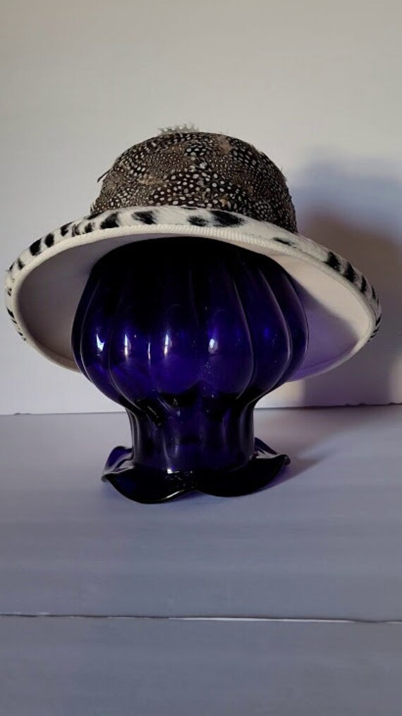 Vintage Black and White Feather and Fur Mr. John Hat Classic  display picture 1