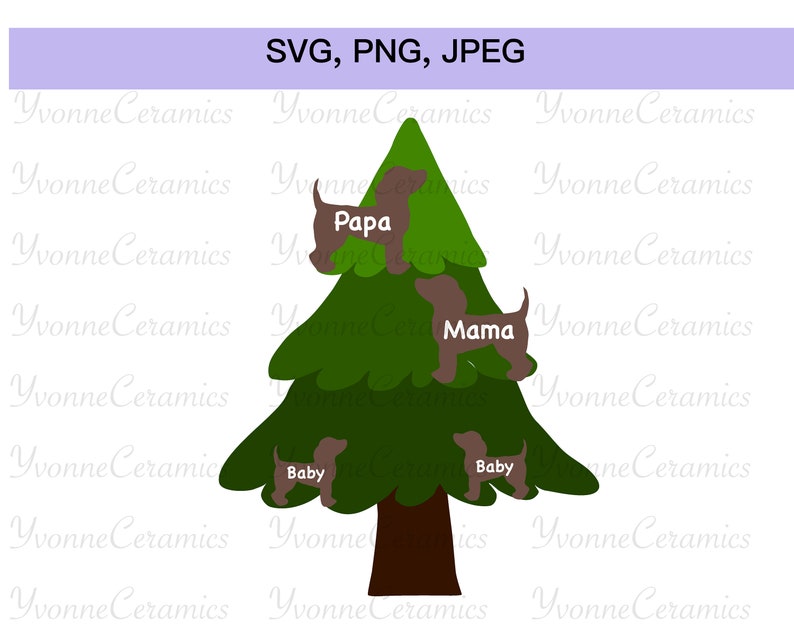 Navidad Arbol Perro Familia Svg Perro De Dibujos Animados Etsy
