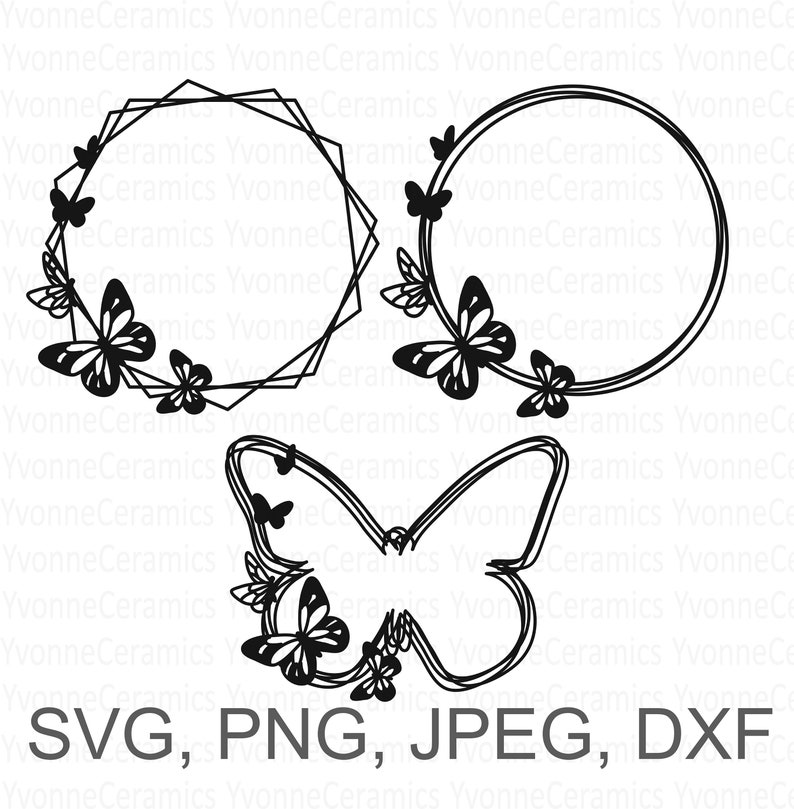 Free 350 Butterfly Circle Border Svg SVG PNG EPS DXF File