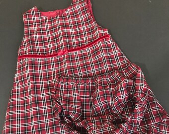 Vintage Plaid Jumper Dress with Bloomers