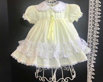 Alexis Ivory Satin Lace Trim Baby Girl Dress