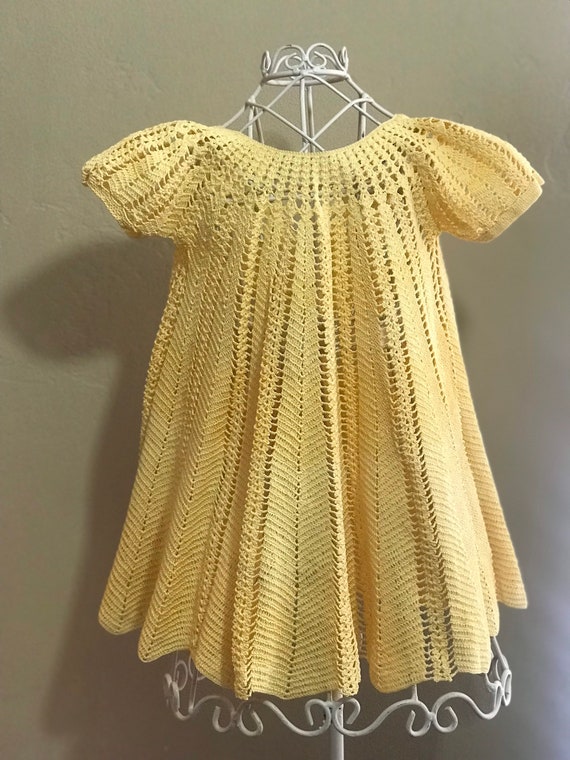 Vintage HandKnit Accordion Baby Dress, Doll Dress… - image 4