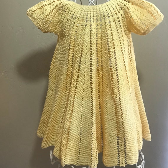 Vintage HandKnit Accordion Baby Dress, Doll Dress… - image 2