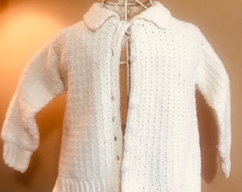 Vintage 1950 Handknit Baby Cardigan Sweater , Doll Sweater Doll NOT Included.