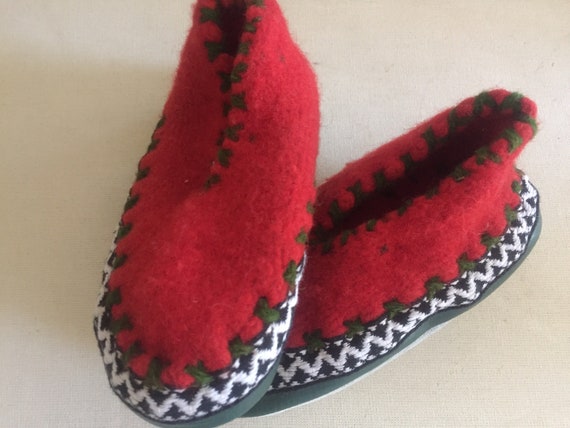 Vintage Swiss Wool Leather Bottom Childs Slipper … - image 2