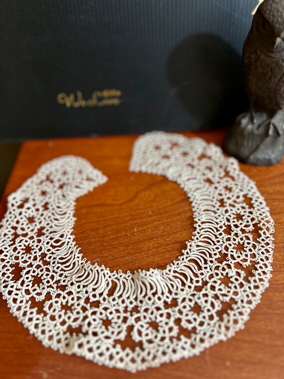 Vintage Tatted  Lace Collar , Handmade , Exquisite - image 6