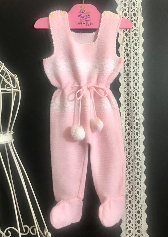 Vintage Baby Knit Romper , overalls , jumpsuit , - image 4