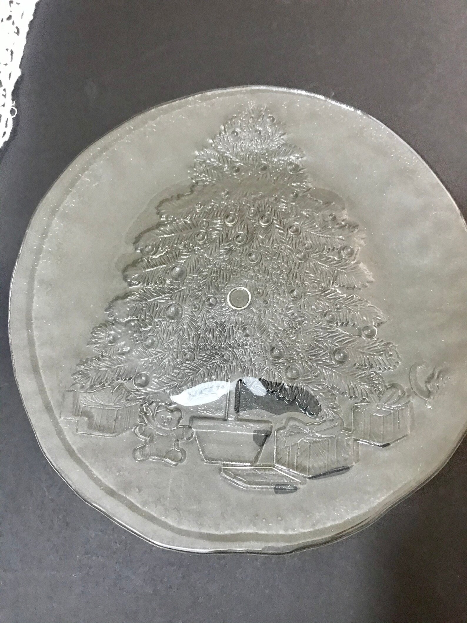 Vintage Himark Christmas Tree Glass Platter Tray Made in Etsy