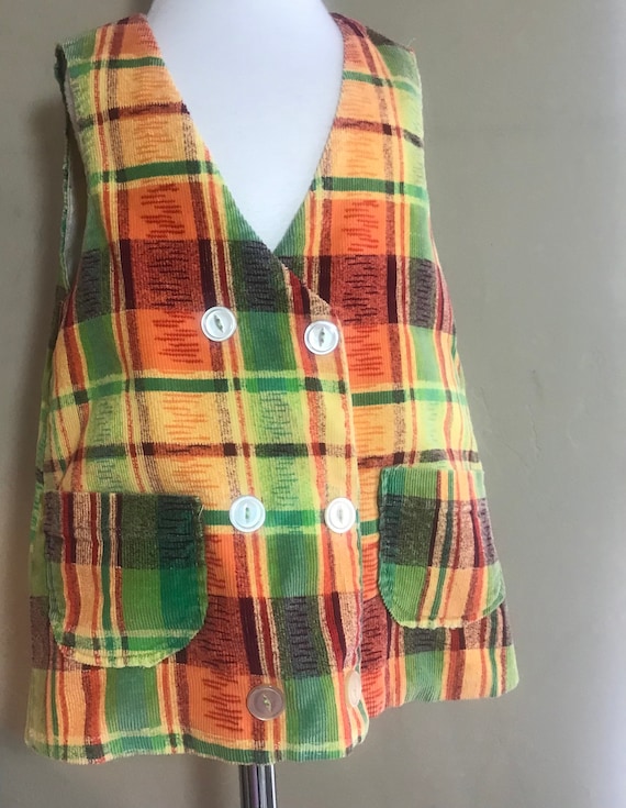 Vintage 1960/70 Boho Girls Corduroy MOD, MCM vest - image 2