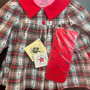 Vintage Christmas Goodlad Plaid Baby Holiday Dress With Tights NWT - Etsy