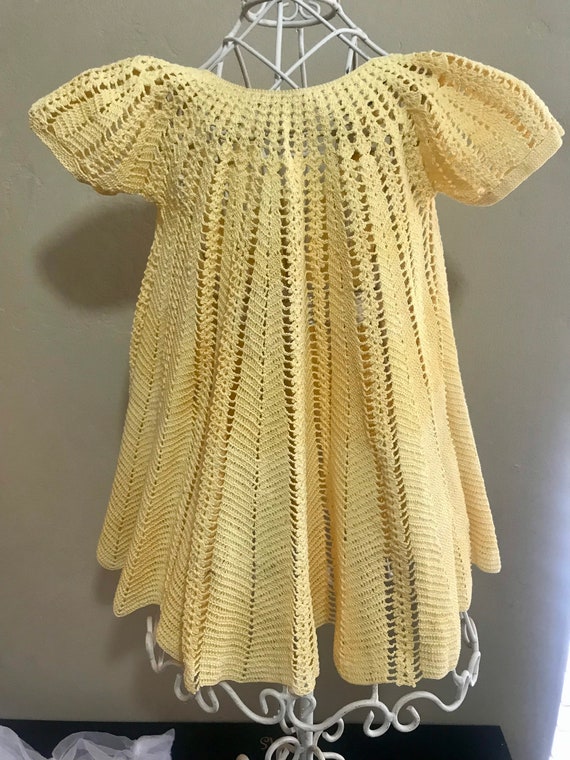 Vintage HandKnit Accordion Baby Dress, Doll Dress… - image 5