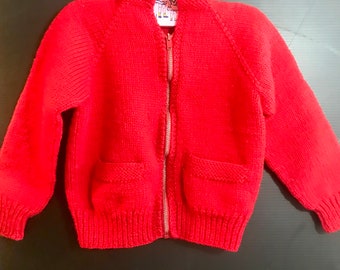 Vintage Handknit Baby Toddler Sweater Jacket , Doll sweater PattiplayPal type