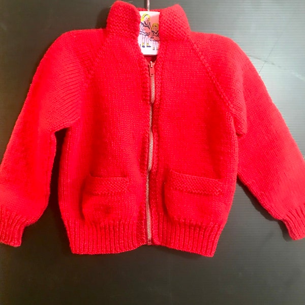 Vintage Handknit Baby Toddler Sweater Jacket , Doll sweater PattiplayPal type