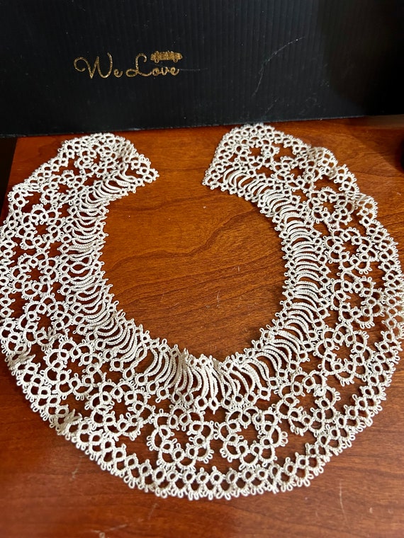 Vintage Tatted  Lace Collar , Handmade , Exquisite - image 4
