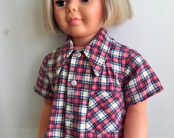 vintage 1960 Sears Plaid Cotton Flannel Toddler Shirt , PattiPlaypal