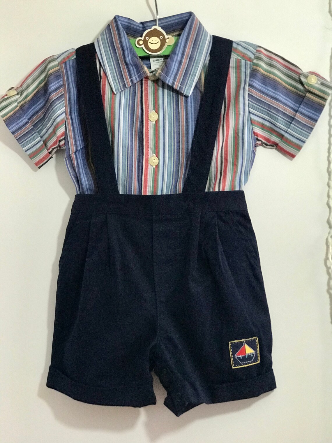 Vintage B.T. Kids Suspender Shorts and Shirt Set Sailboat Etsy