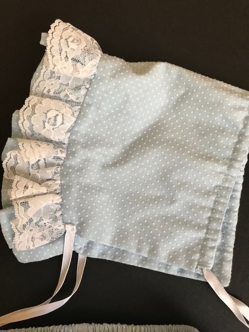 Vintage Swiss Dot Baby bloomer and bonnet Set