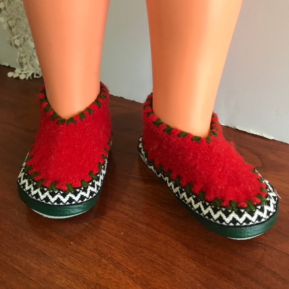 Vintage Swiss Wool Leather Bottom Childs Slipper … - image 4