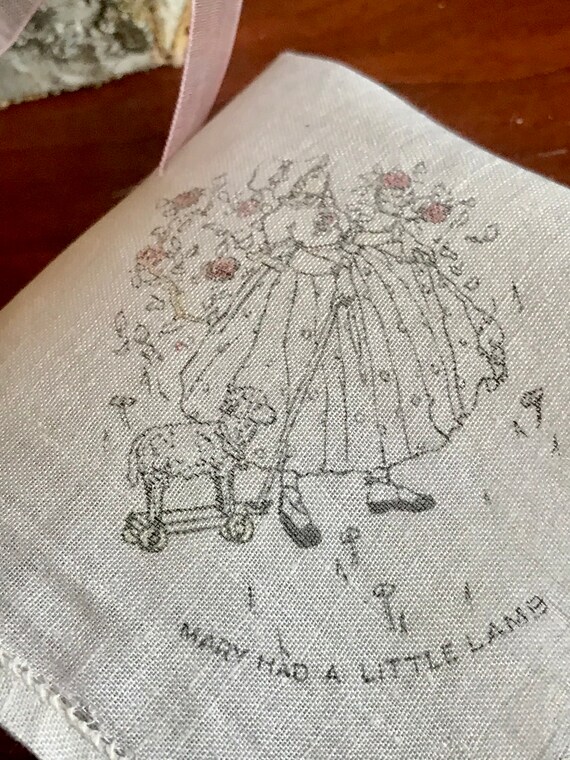 Antique Child’s Hankie Mary Had a Little Lamb Them
