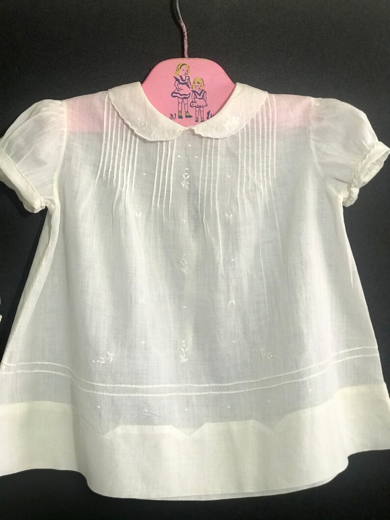Vintage 1940 Heirloom Handmade Batiste Cotton Baby Dress Baptism Classic Baby antique Doll