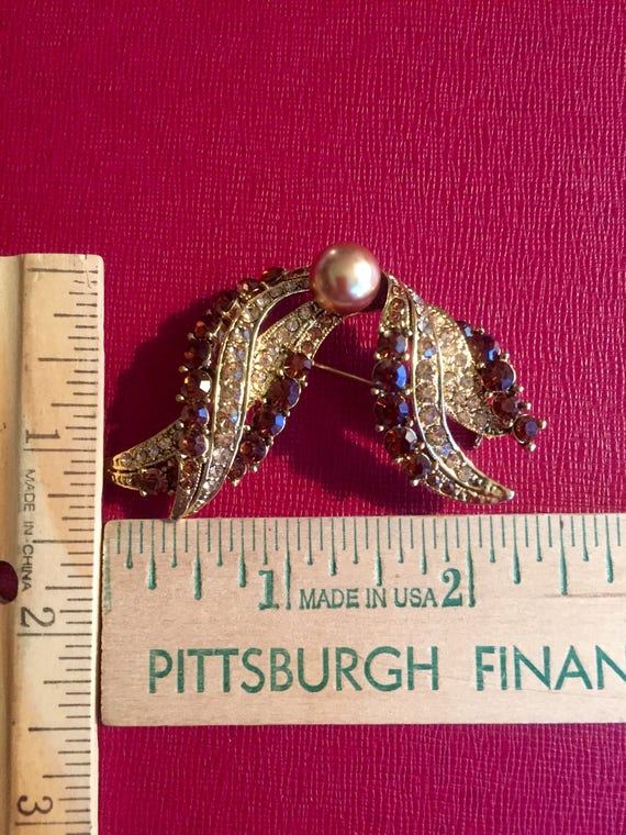 Vintage Joan Rivers Gold and Topaz Rhinestone wit… - image 3