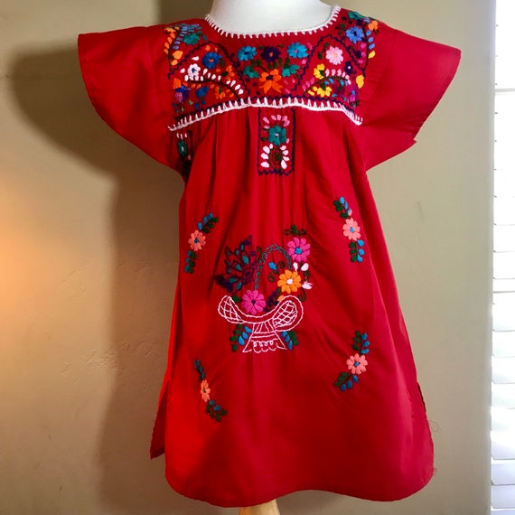 Mexican Folkloric Puebla Embroidered Toddler Dres… - image 2