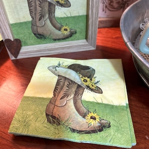 Cowgirl Stiefel mit Sonnenblumen Servietten , (4) IHR Made in Germany