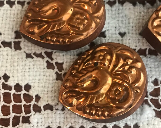 Vintage Copper Embossed Wooden Buttons , Vintage Crafting ...