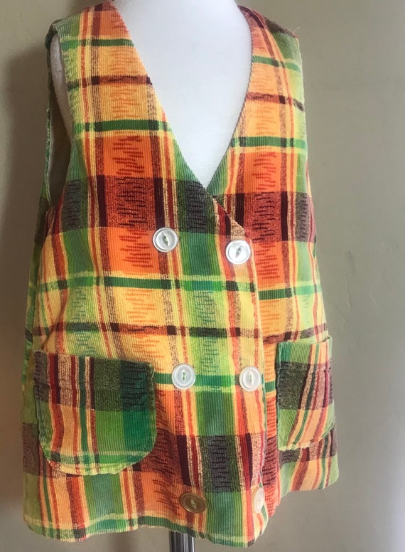 Vintage 1960/70 Boho Girls Corduroy MOD, MCM vest - image 4