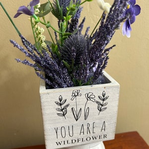 You are a Wildflower  Wood Box Plant Holder , Vase, Garden Decor . Handmade