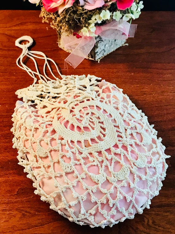 Antique Edwardian Crochet Reticule , Purse , Wedd… - image 1