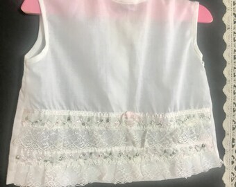 Vintage Lace Trim Diaper “ Alexis “ Blouse, Baby Blouse , embroidered