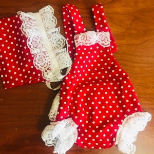 Vintage 14-20inch pop Polka Dot Lace Romper, zonnepak, motorkap