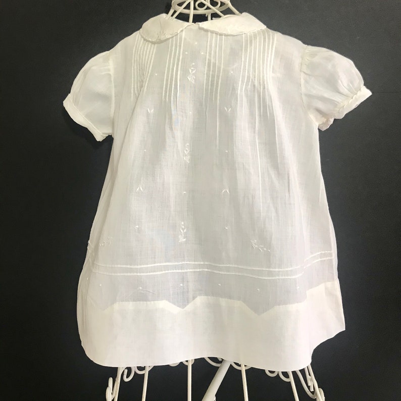 Vintage 1940 Heirloom Handmade Batiste Cotton Baby Dress Baptism Classic Baby antique Doll