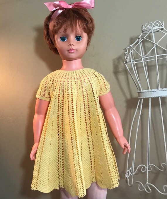 Vintage HandKnit Accordion Baby Dress, Doll Dress… - image 7
