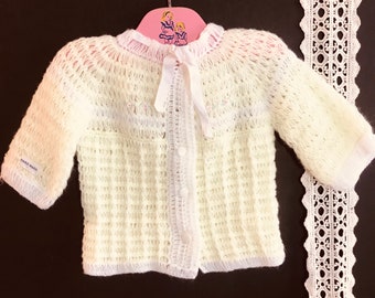 Vintage Handmade Knit Baby sweater , Doll Sweater , Made in Korea