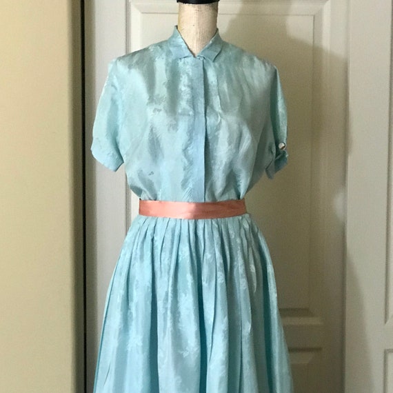 Vintage 1950/60 Silk like imprint Woman’s Dress, … - image 1