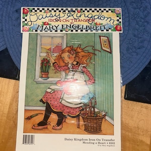 Vintage Mary Engelbreit  Iron on Transfer- , Crafting - “Mending a Heart “ 1990’s