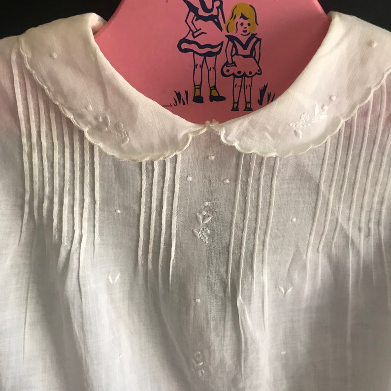 Vintage 1940 Heirloom Handmade Batiste Cotton Baby Dress Baptism Classic Baby antique Doll