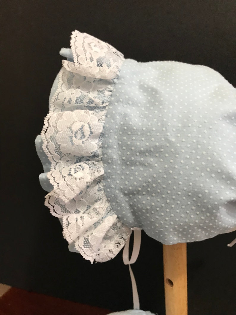 Vintage Swiss Dot Baby bloomer and bonnet Set