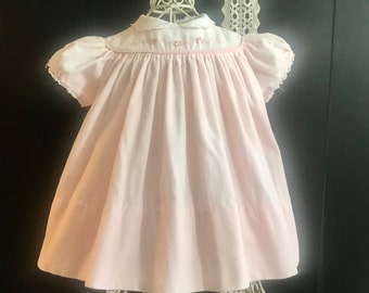 Vintage Nannette Velour / Velveteen Pearl trim Baby Dress