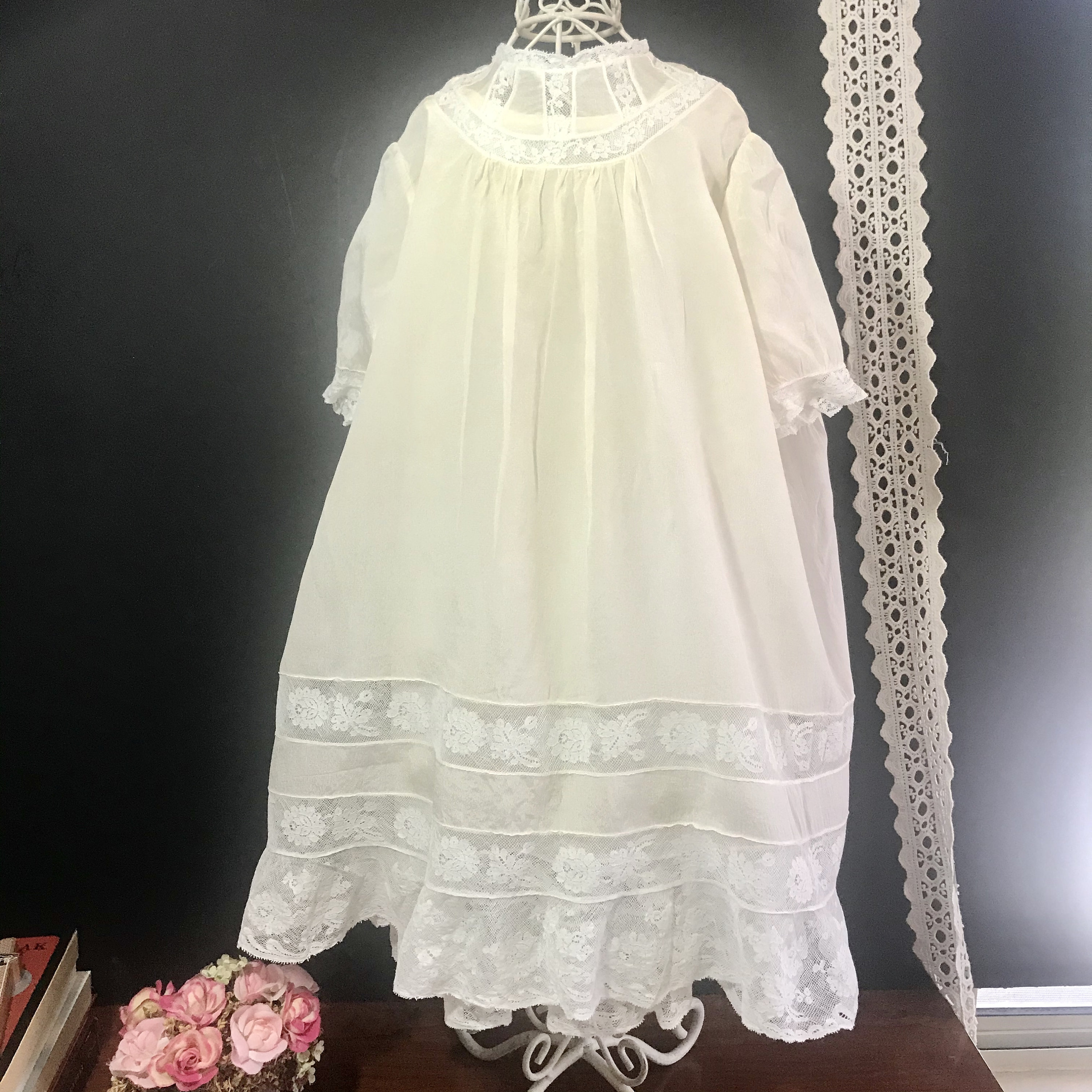 RH Macys Silk Lace Infant Baby Gown 