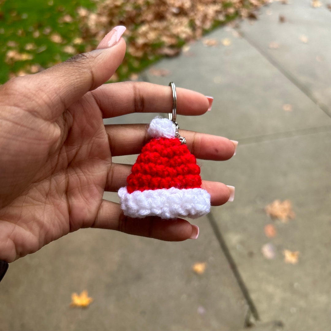 Crochet Christmas Santa Hat Keychain - Etsy